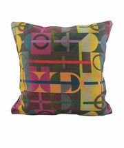 The RAMSHA HOME Multi Decor Cushion Cover CS-070 features a vibrant geometric pattern on a brown background, crafted from high quality fabric—perfect for adding color to any space.