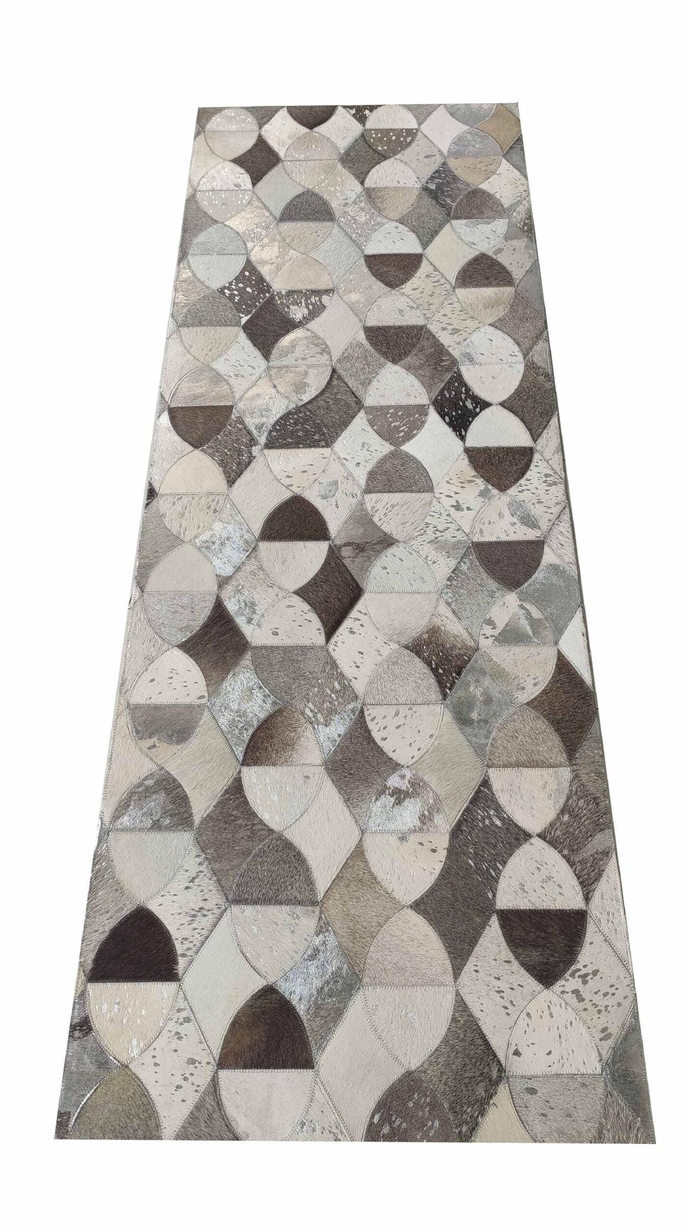 Delightful Modern Grey Color Leather Rug - LR 008