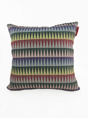 The RAMSHA HOME Polyester Cushion Cover CS-068 is a square cover featuring a wrinkle-resistant fabric and multicolored geometric triangles on white, keeping colors vibrant and crisp.