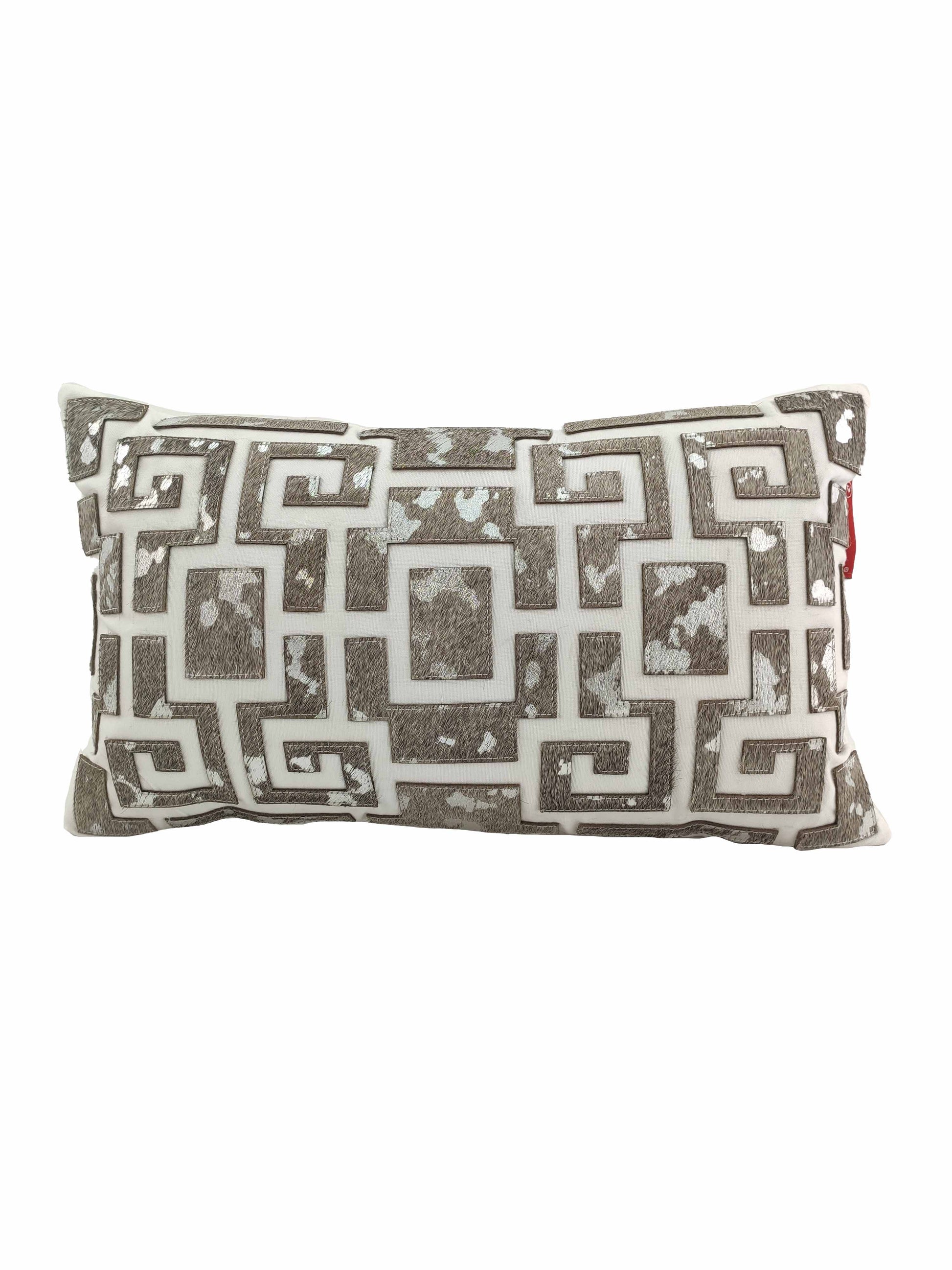 RAMSHA HOME's Sofa & Chair Cushion CS-106 features a modern rectangular design with a taupe and white Greek key pattern in soft, textured polyester—perfect for adding chic style to any space.