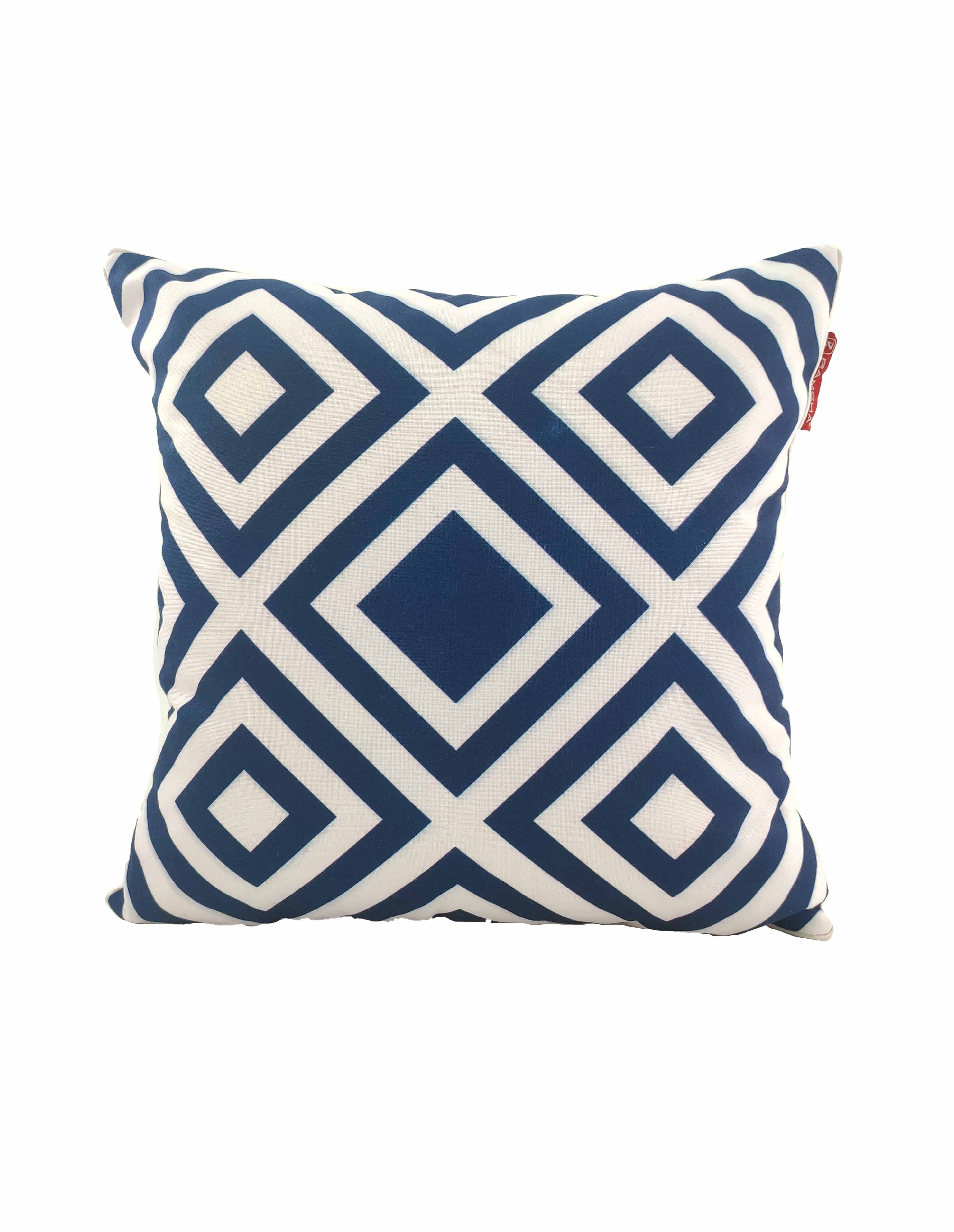 The RAMSHA HOME Polyester Blue & White Cushion Cover CS-116 features a bold navy and white geometric diamond pattern, making it a stylish, modern accessory for contemporary decor.