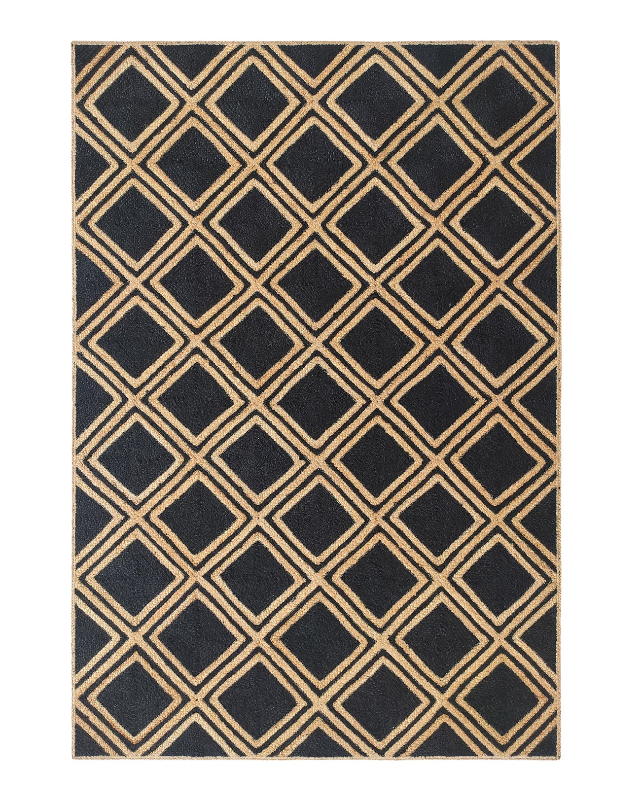 Handmade Natural & Black Color Braided Jute Rug - BR 038