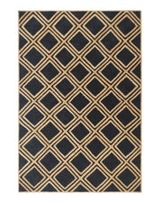 Handmade Natural & Black Color Braided Jute Rug - BR 038