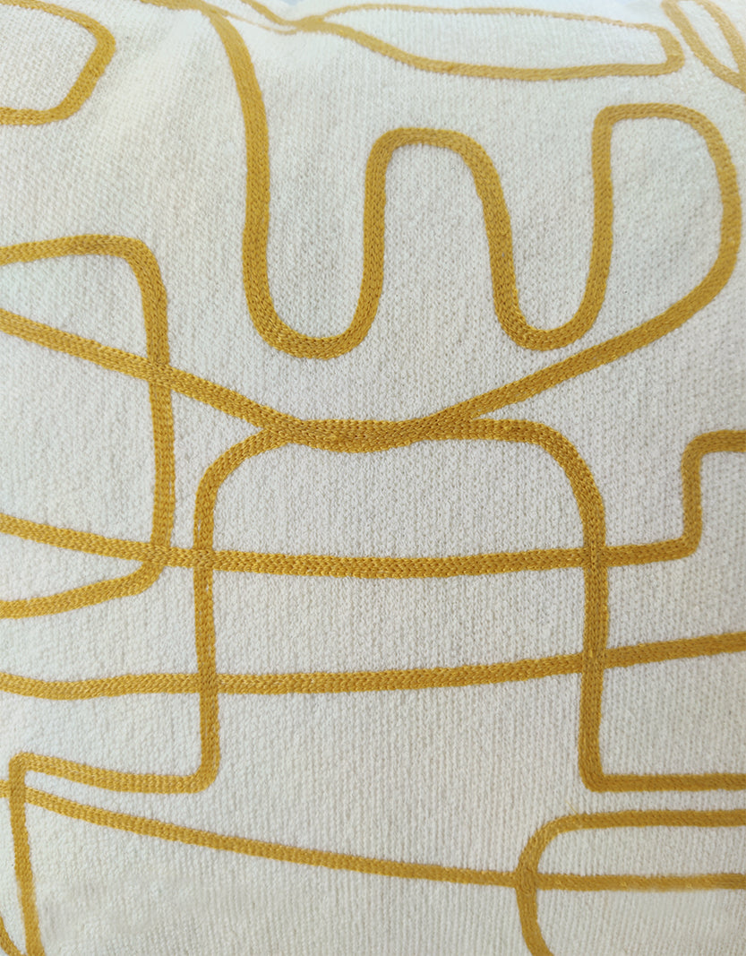 White And Yellow Zigzag Pattern Embroidery Cushion CS-265