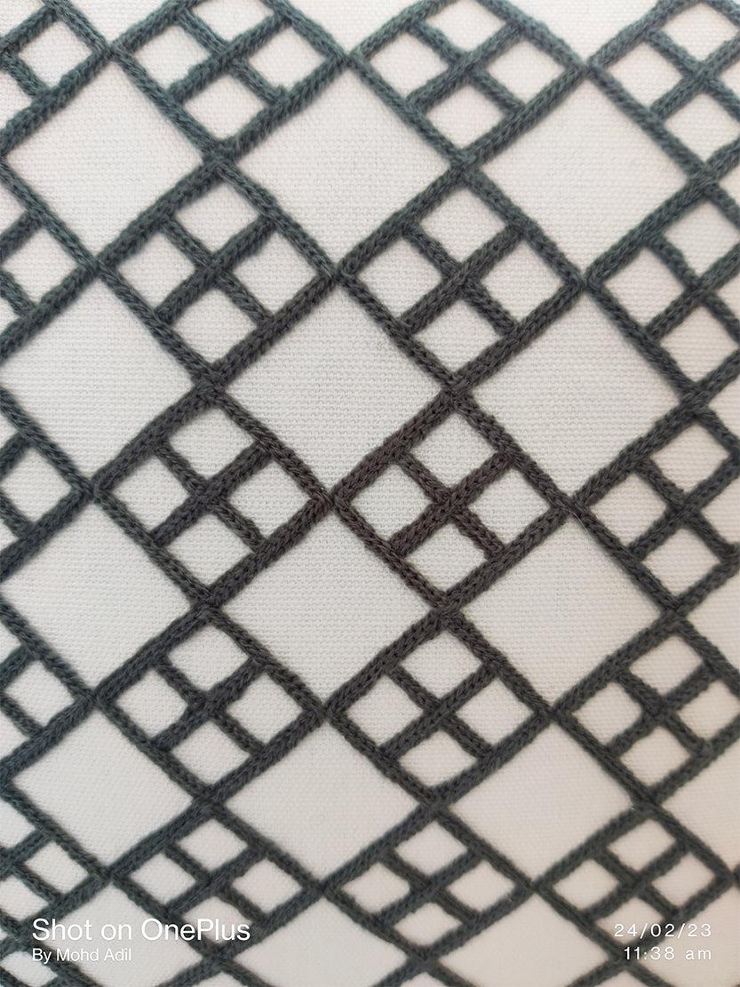 White And Grey Embroidery Cotton Cushion CS-262