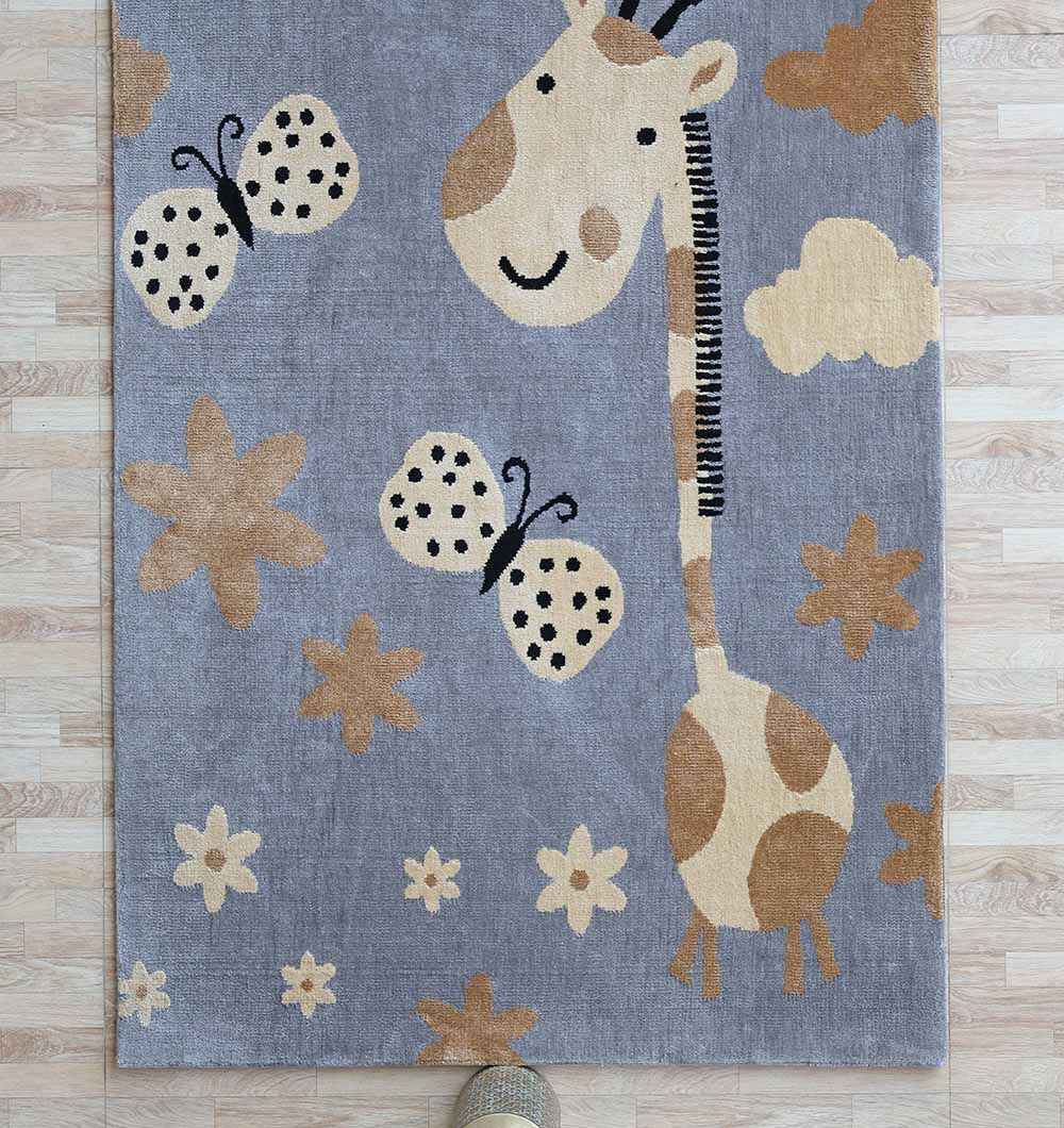 Giraffe Nursery Rug - Blue Grey Cloud Kids Area Carpet KD-003 (120x180cm)