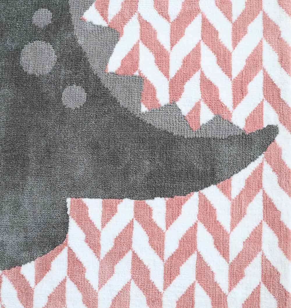Kids Dinosaur Rug - Pink Grey Playroom Area Carpet - KD 007 (120x180 cm)