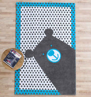 Kids Polka Dot Grey & White Rug with Blue Border – KD 013 (120x180 cm)