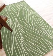 Leaf Vein Line Pattern Green & Ivory Rug – KD 015