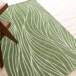 Leaf Vein Line Pattern Green & Ivory Rug – KD 015