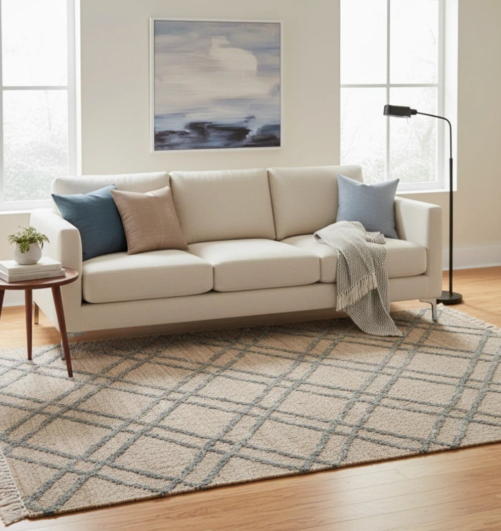 Fringes Jute & Cotton Kilim Flatweave Carpet - KLM 002 (170x240cm)