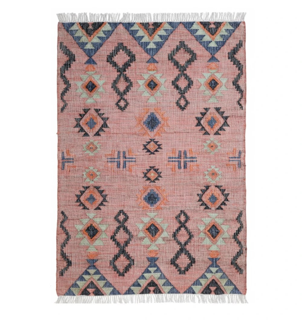 Handwoven Jute Flatweave Pink Kilim Rug – KLM 005 (170x240cm)