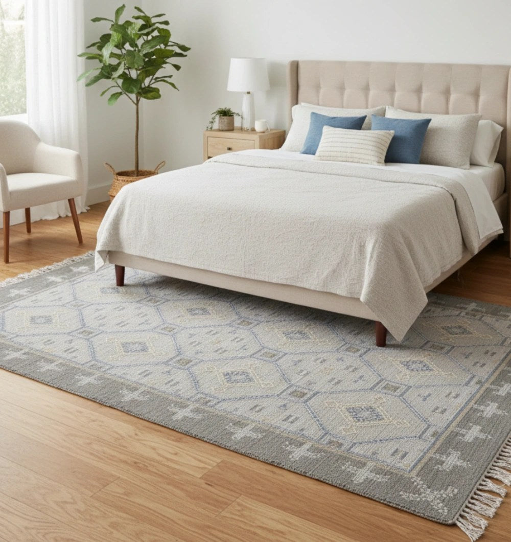 Neutral Diamond Geometric Flatweave Kilim Rug - KLM 009 (170x240cm)