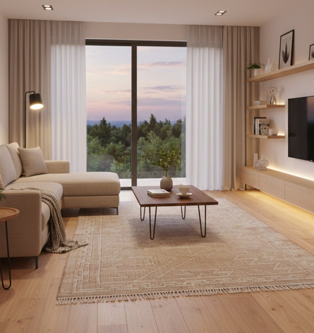 Jute Cotton Blend Kilim Rug For Home Decor - KLM 012 (170 x 240 cm)