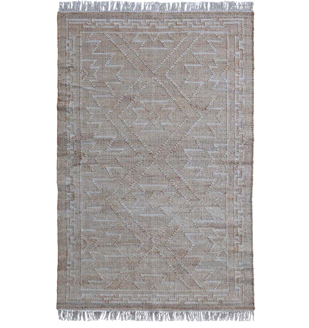 Jute Cotton Blend Kilim Rug For Home Decor - KLM 012 (170 x 240 cm)