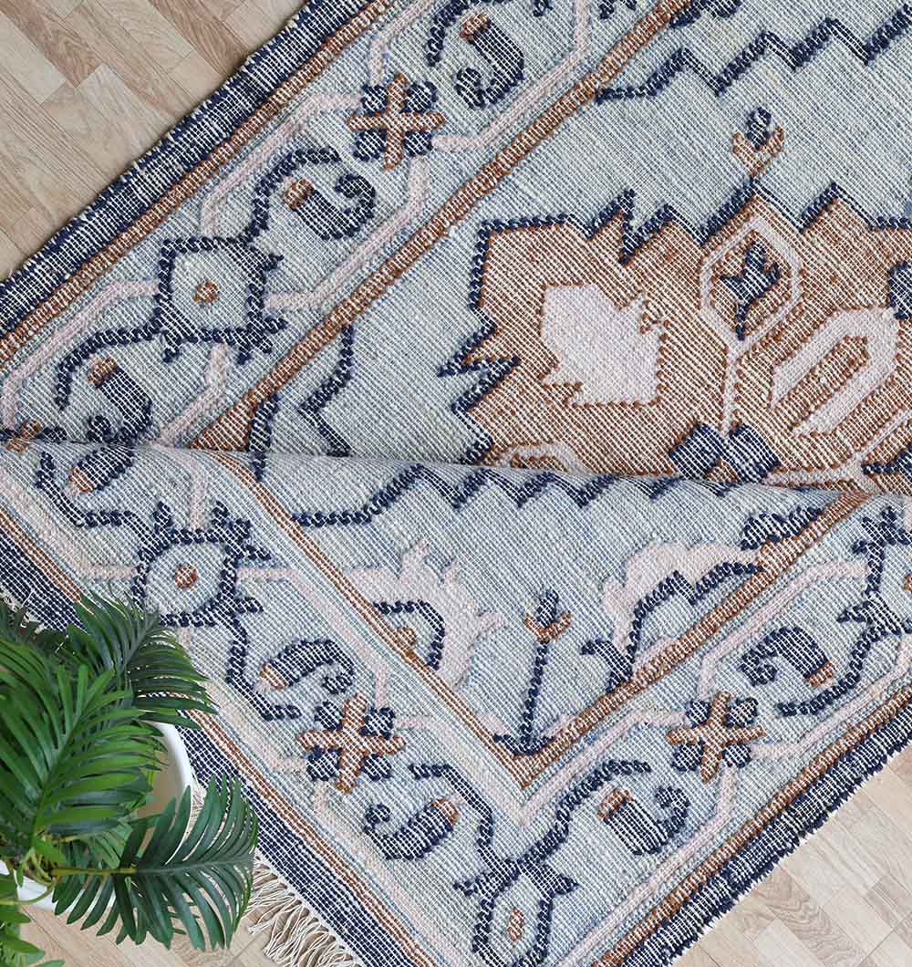 Kilim Rug Blue Multicolor Tribal Flatweave KLM-015 170x240 cm Carpet