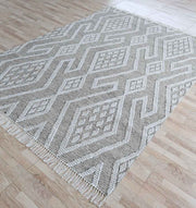 Handwoven Diamond Patterned Grey Kilim Rug - KLM-017 170x240cm