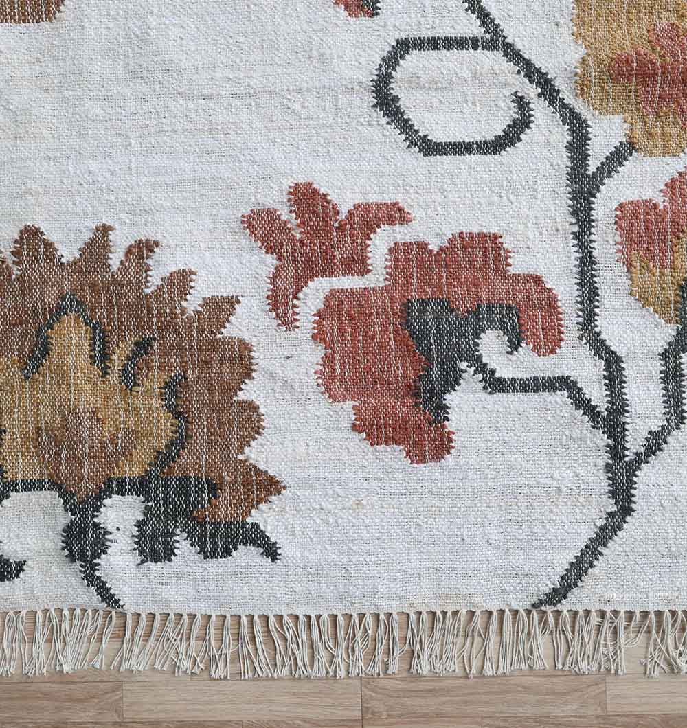 Kilim Rug – Multicolor Floral Handmade Flatweave Carpet KLM-021