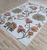 Kilim Rug – Multicolor Floral Handmade Flatweave Carpet KLM-021