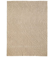 The RAMSHA HOME Modern Beige Textured Area Rug – Abstract Wavy Pattern LKH-026 showcases a neutral beige tone with a raised, abstract wavy design and small oval accents, adding a textured and natural feel to any space.