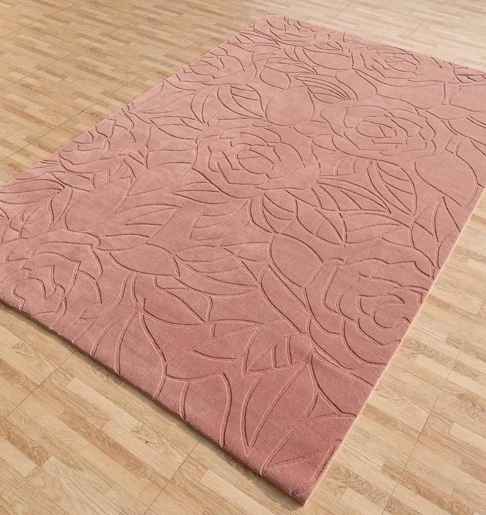 Rectangle Handmade Pink Color Area Rug - LKH-029