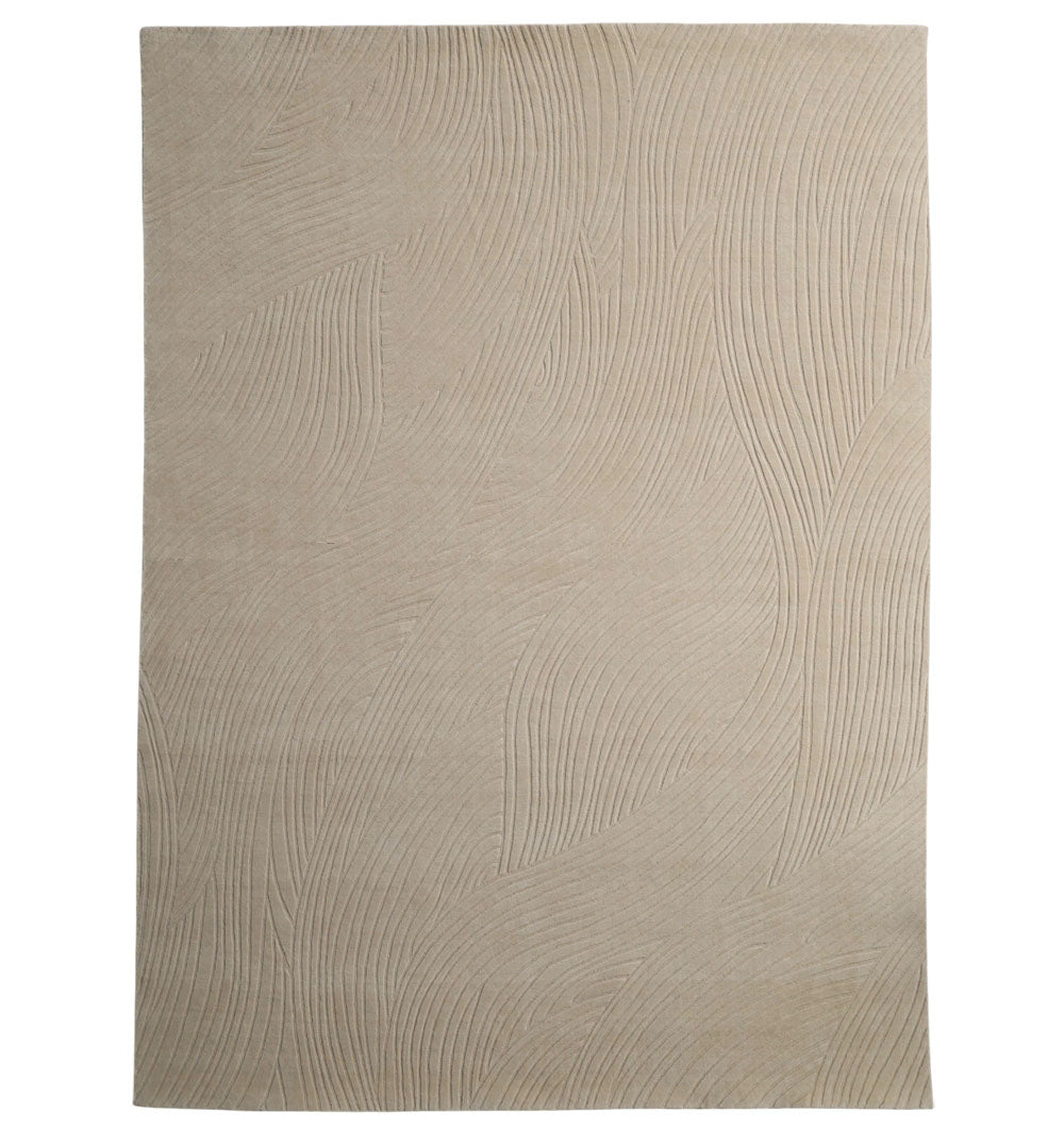 The RAMSHA HOME Decorative Rectangle Handmade Beige Color 300x400 cm Area Rug (LKH-033) features a subtle raised abstract pattern for a modern, textured look.