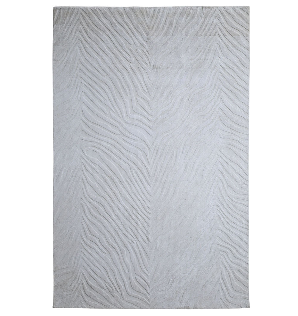 The Rectangle Handmade Natural Color 200x300 cm rug by RAMSHA HOME features a subtle, wavy textured pattern with gentle vertical ridges and grooves—ideal for modern spaces.