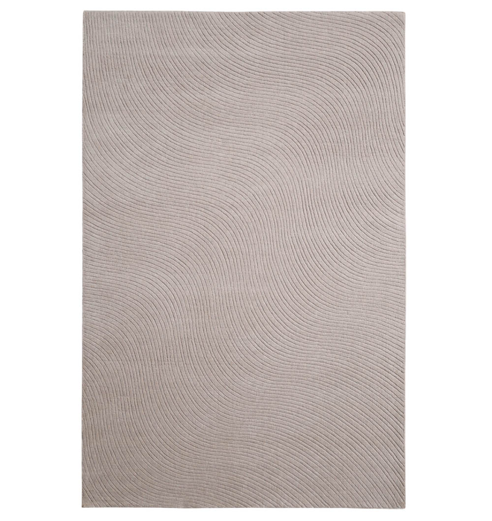 The RAMSHA HOME Decorative Rectangle Handmade Lt. Grey 200x300 cm Area Rug (LKH-037) features a subtle wavy textured pattern, adding gentle movement across its surface.