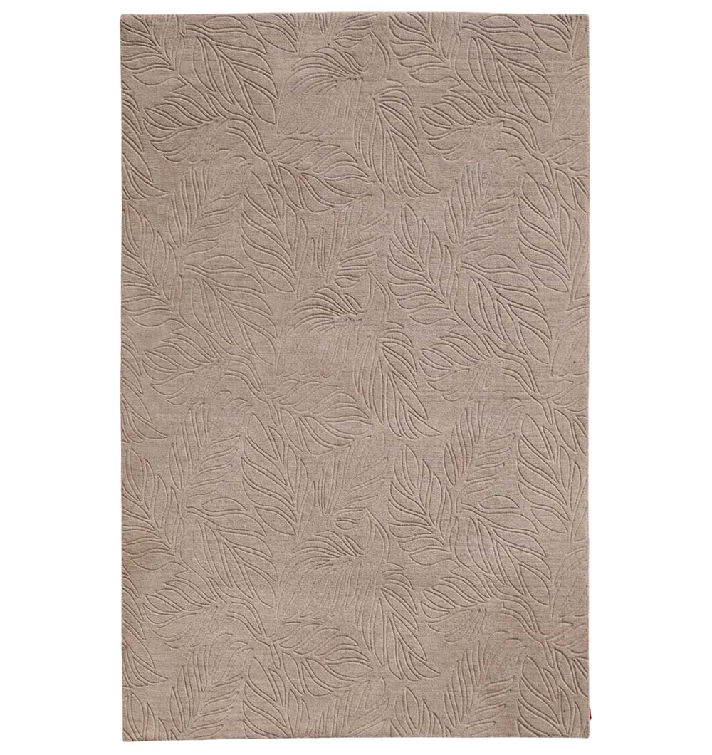 The RAMSHA HOME Decorative Rectangle Handmade Grey Area Rug (200x300 cm, LKH-039) features a loom knotted, embossed leaf pattern for a subtle botanical texture, ideal for adding elegance to neutral interiors.