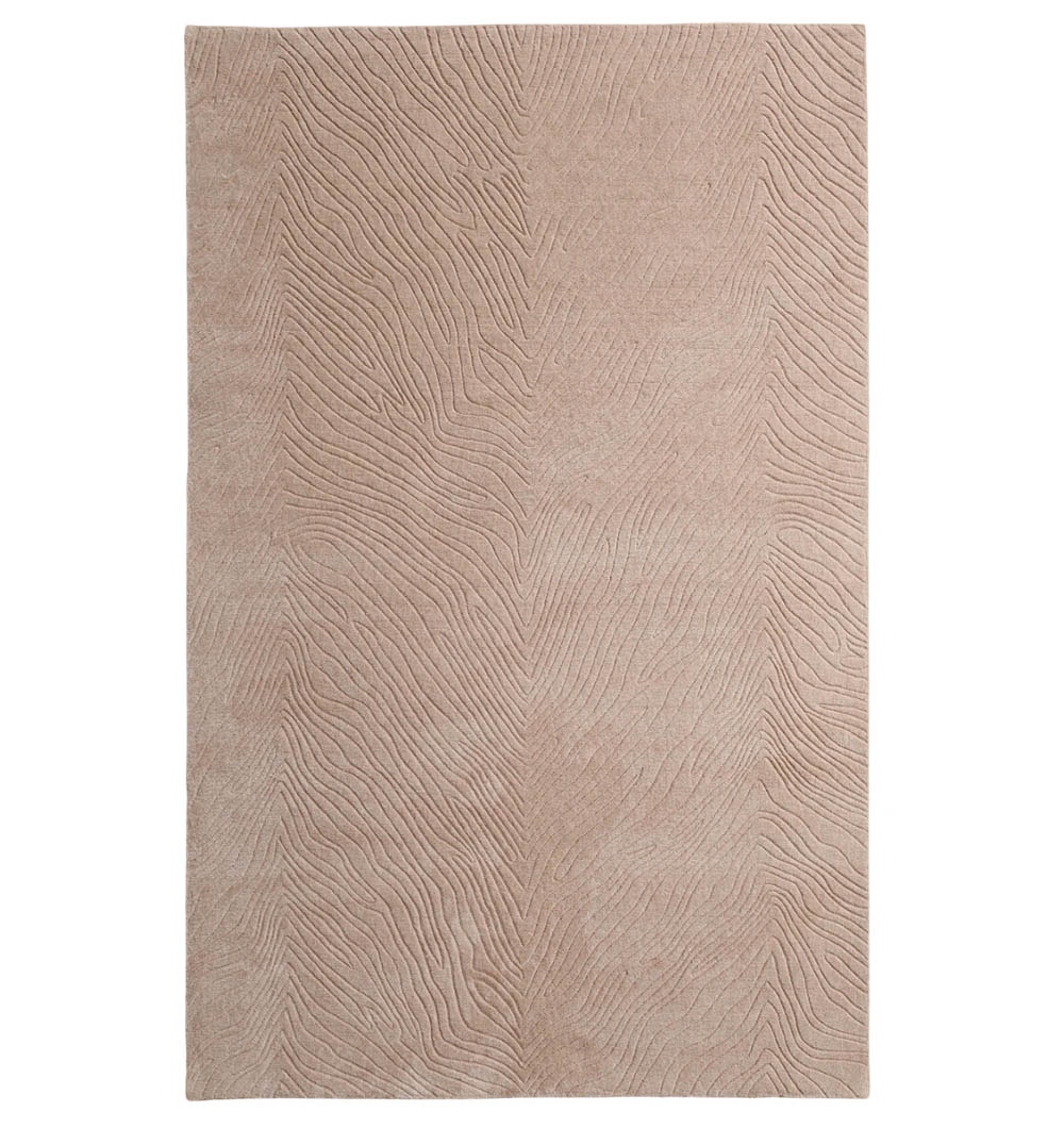 The RAMSHA HOME Rectangle Handmade Beige Color 200x300 cm Area Rug (LKH-040) features a subtle, wavy embossed design with an abstract, organic pattern evenly covering the entire surface.
