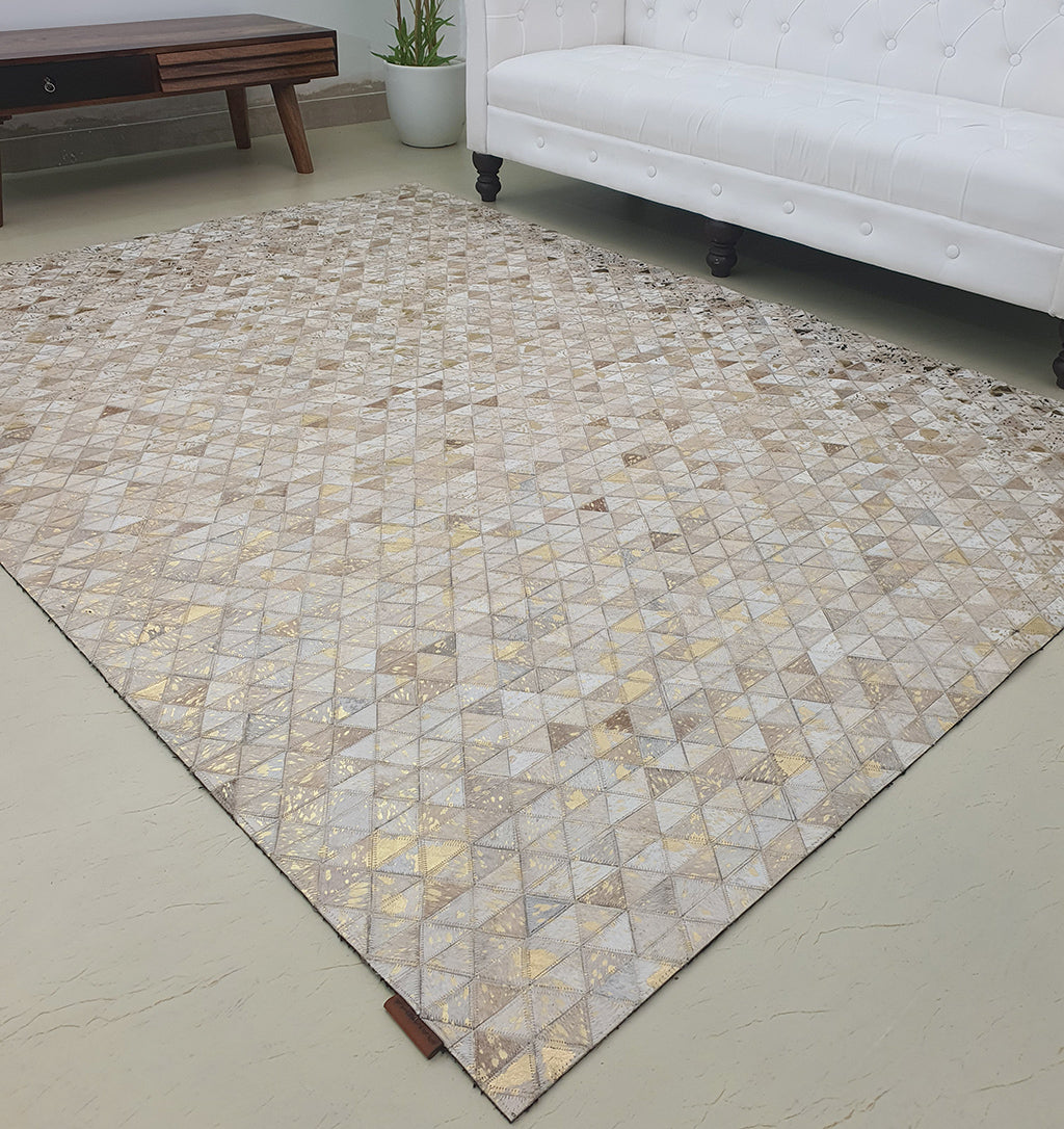 Amazing Grey & Tan Color Playroom Leather Rug - LR 006