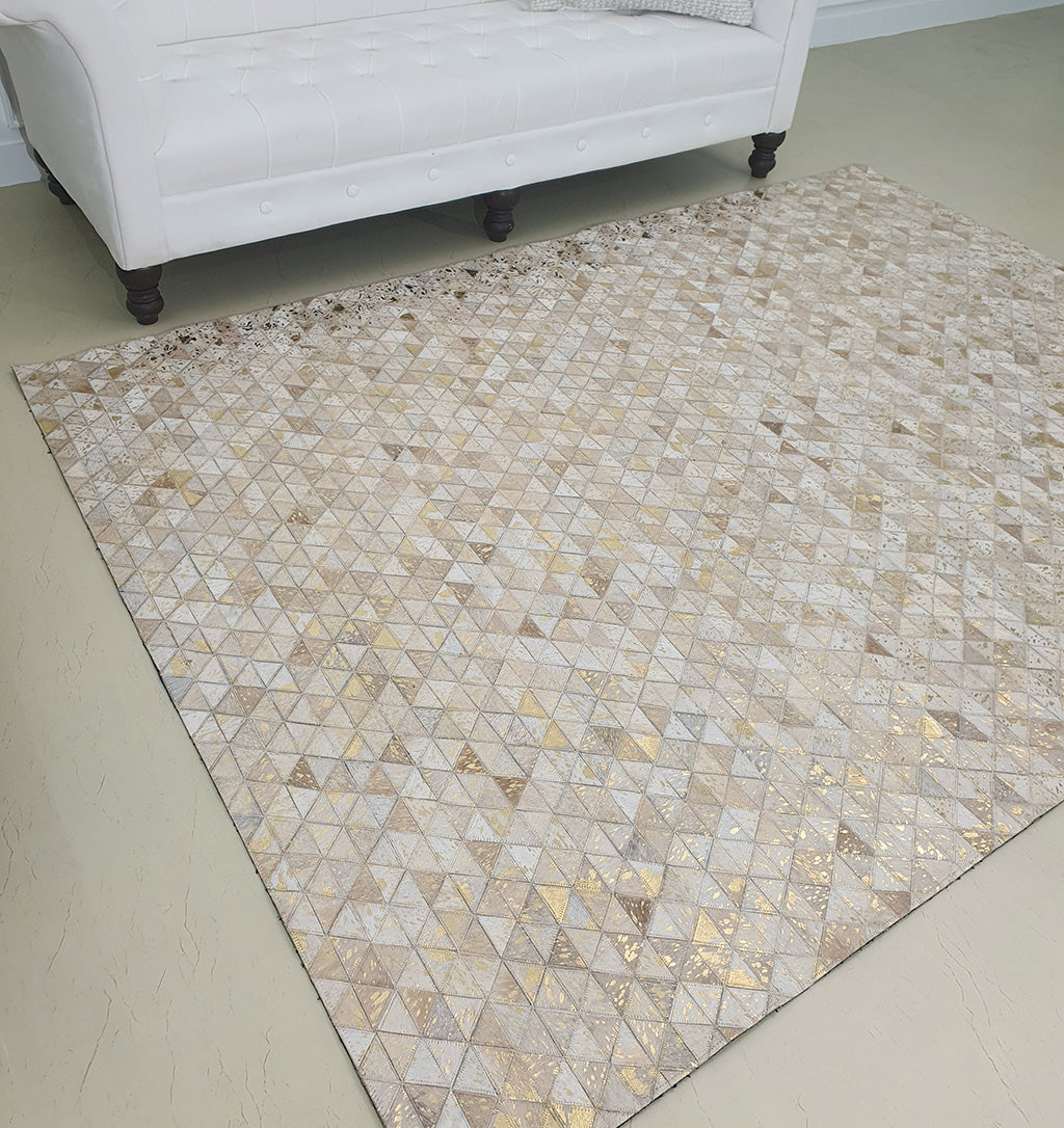 Amazing Grey & Tan Color Playroom Leather Rug - LR 006