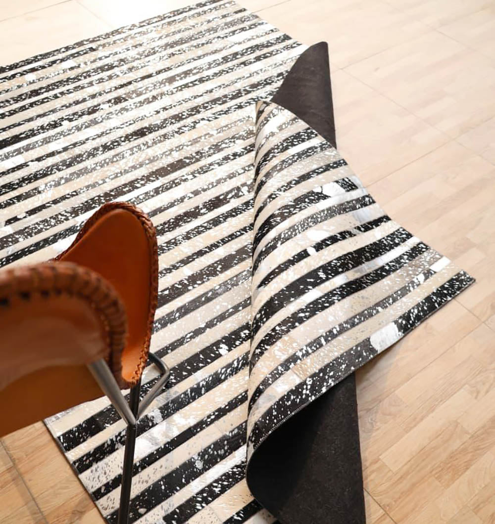 Handmade Multi-Color Leather and Wool Area Rug LR-009