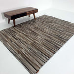 Hand-Woven Textured Leather Area Rug LR-013