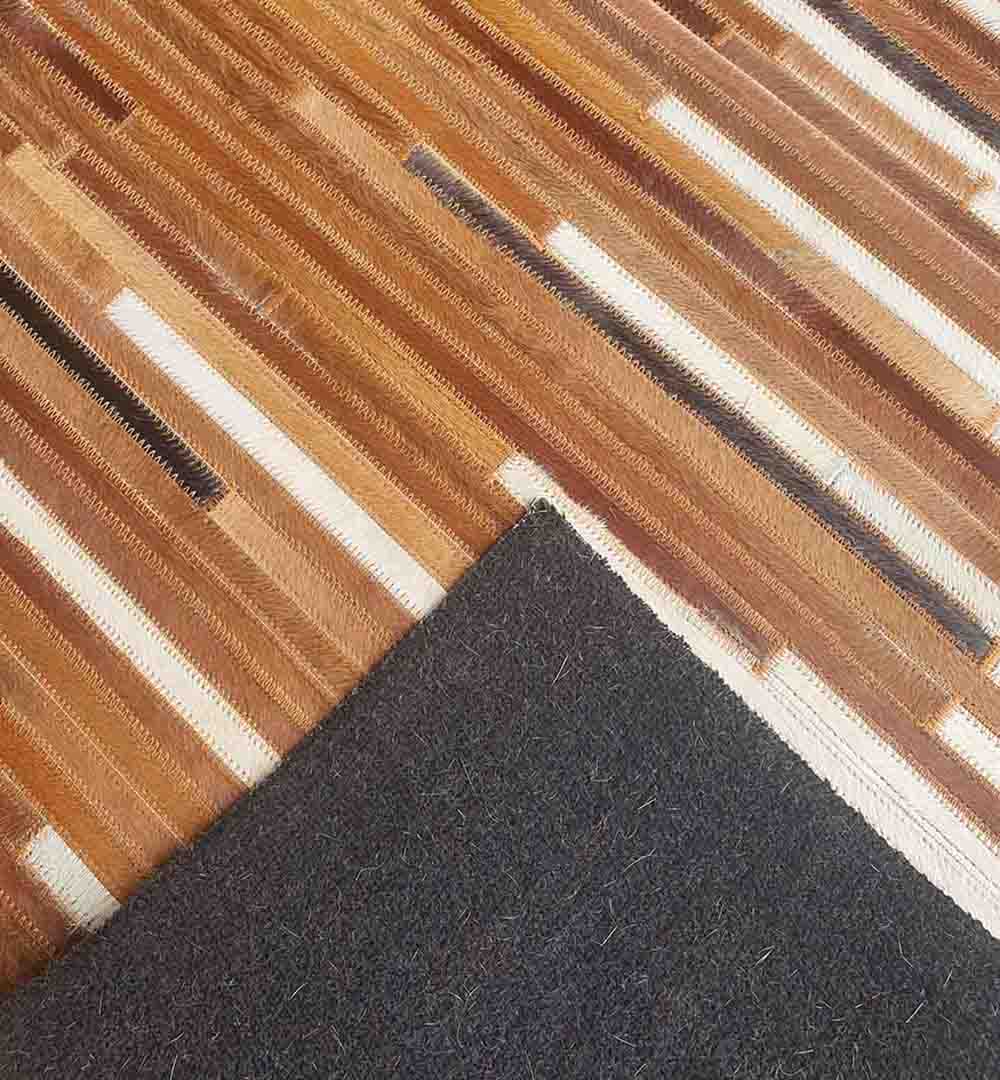 Handmade Multi-Color Leather and Wool Area Rug LR-014