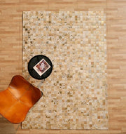 Handmade Multi-Color Leather and Wool Area Rug LR-015