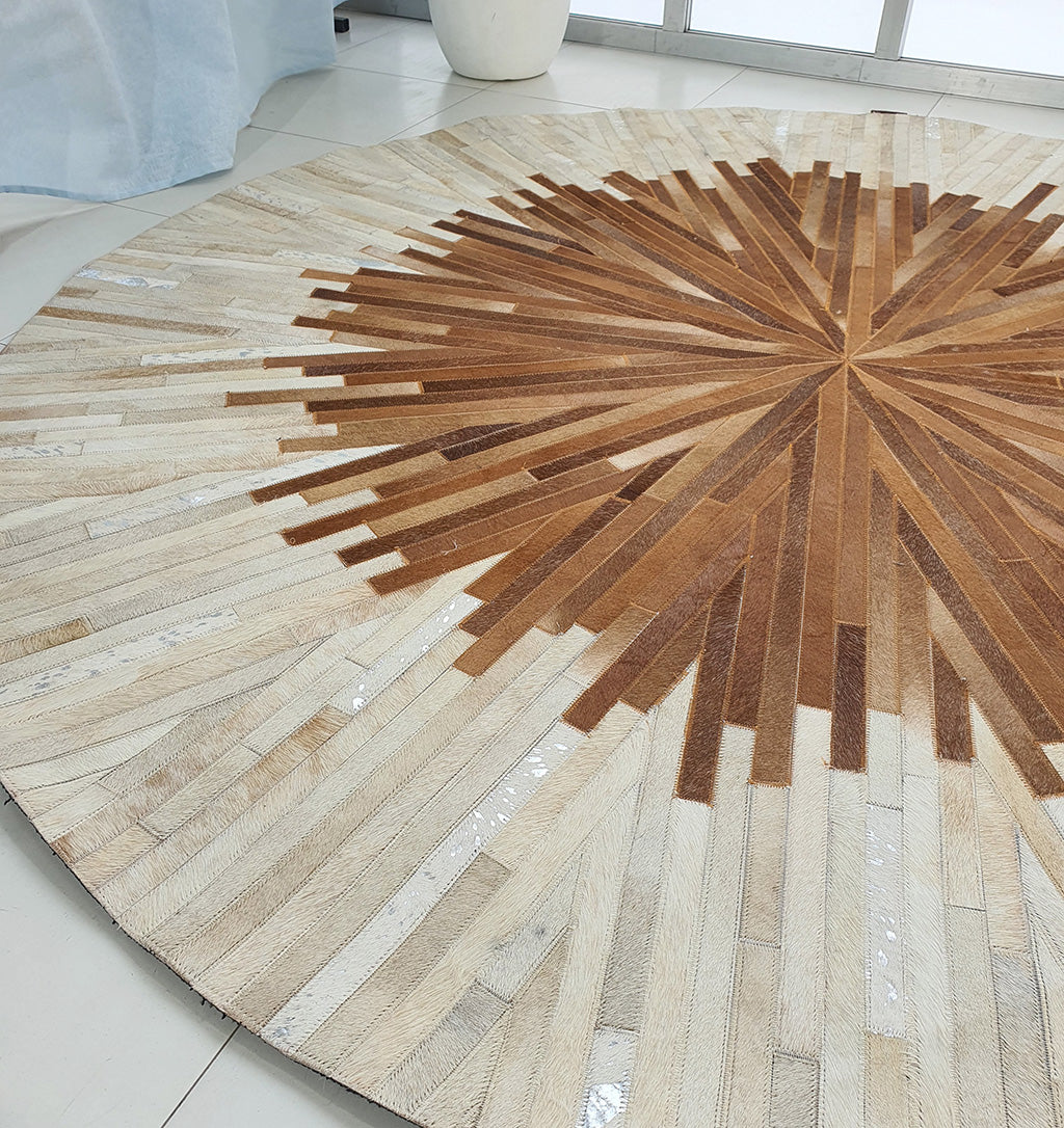 Multi Color Round Leather Rug - LR 016