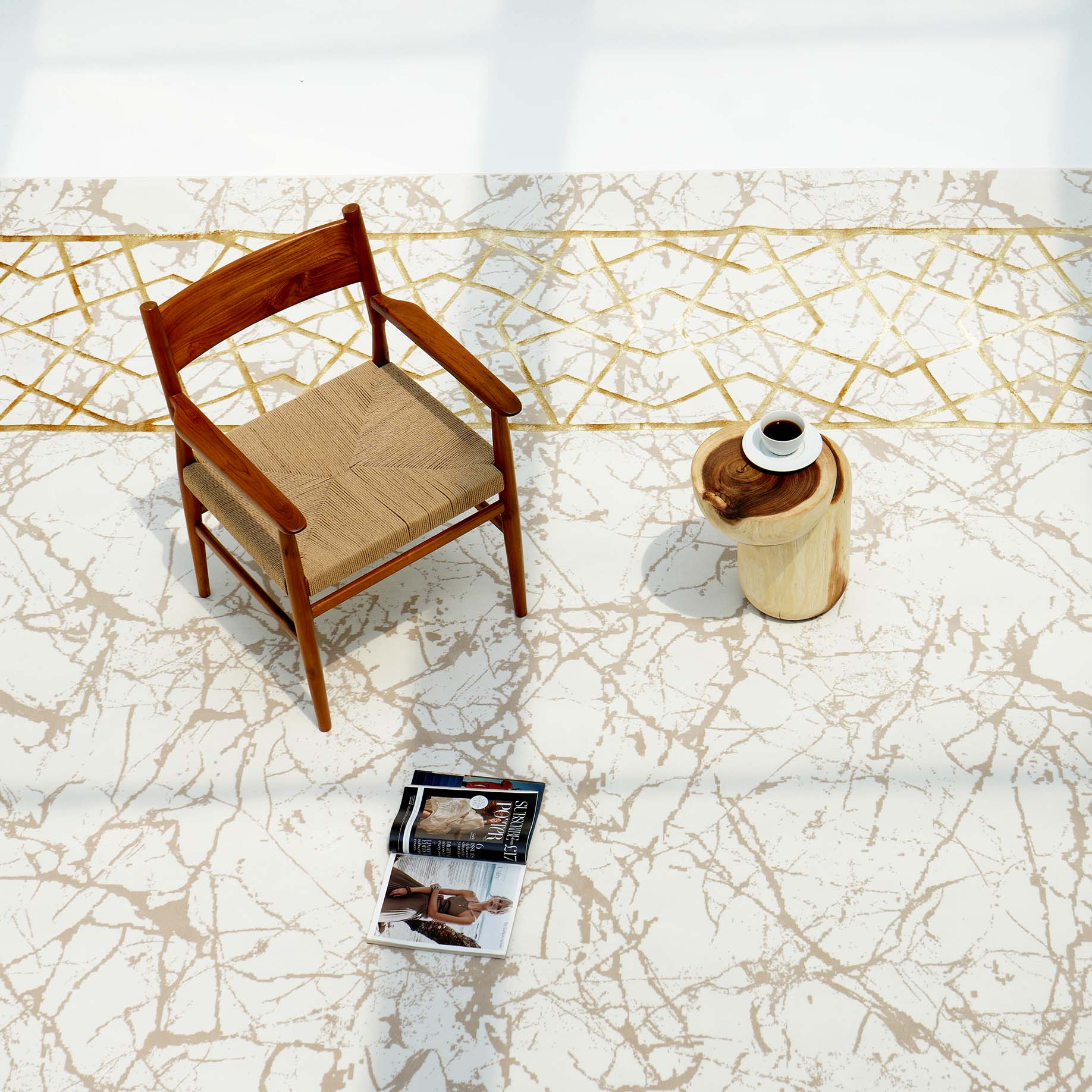 Cream, Shrink Cream Colored Geometry Pattern Turkey Rug MZ67C