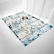 Polyester Decor Cream Colored Geometry Turkish Carpet MZ53A