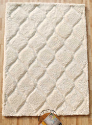 White Rectangle Shaggy Rug with Carved Diamond Pattern - MP3D 13