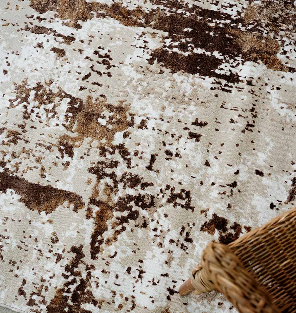 Beige & Dark Brown Turkish Area Rug - N371B MADRID