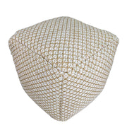 White and gold woven polyester pouf PF-106 with handmade textured pattern and cylindrical design