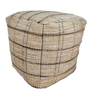 Colorful woven polyester pouf PF-108 with modern design, ideal for stylish living room seating