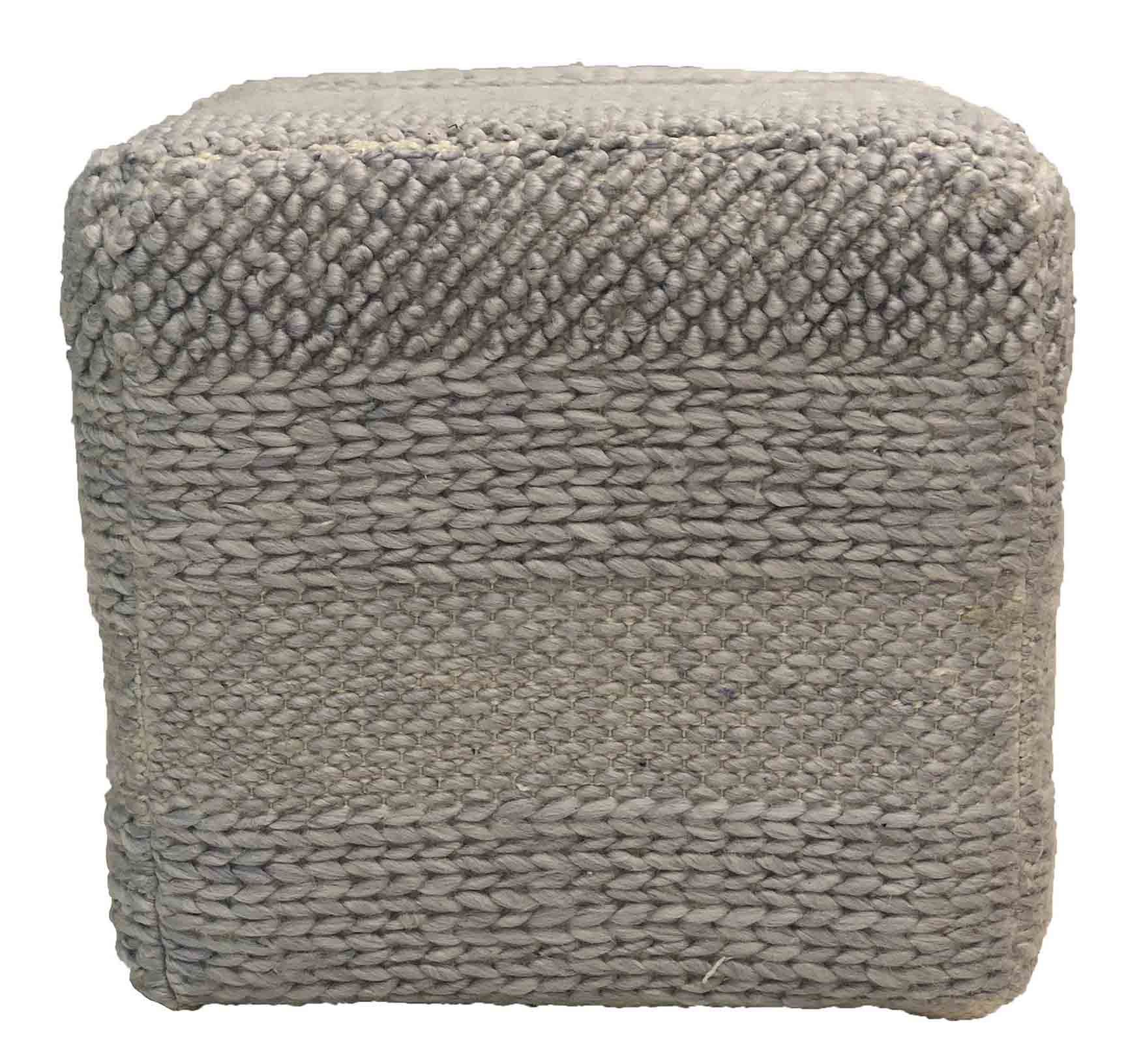 Contemporary grey pouf PF-129 handcrafted from polyester and cotton blend
