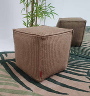 Natural color jute pouf PF-134 adding rustic charm and eco-friendly seating to living room interiors