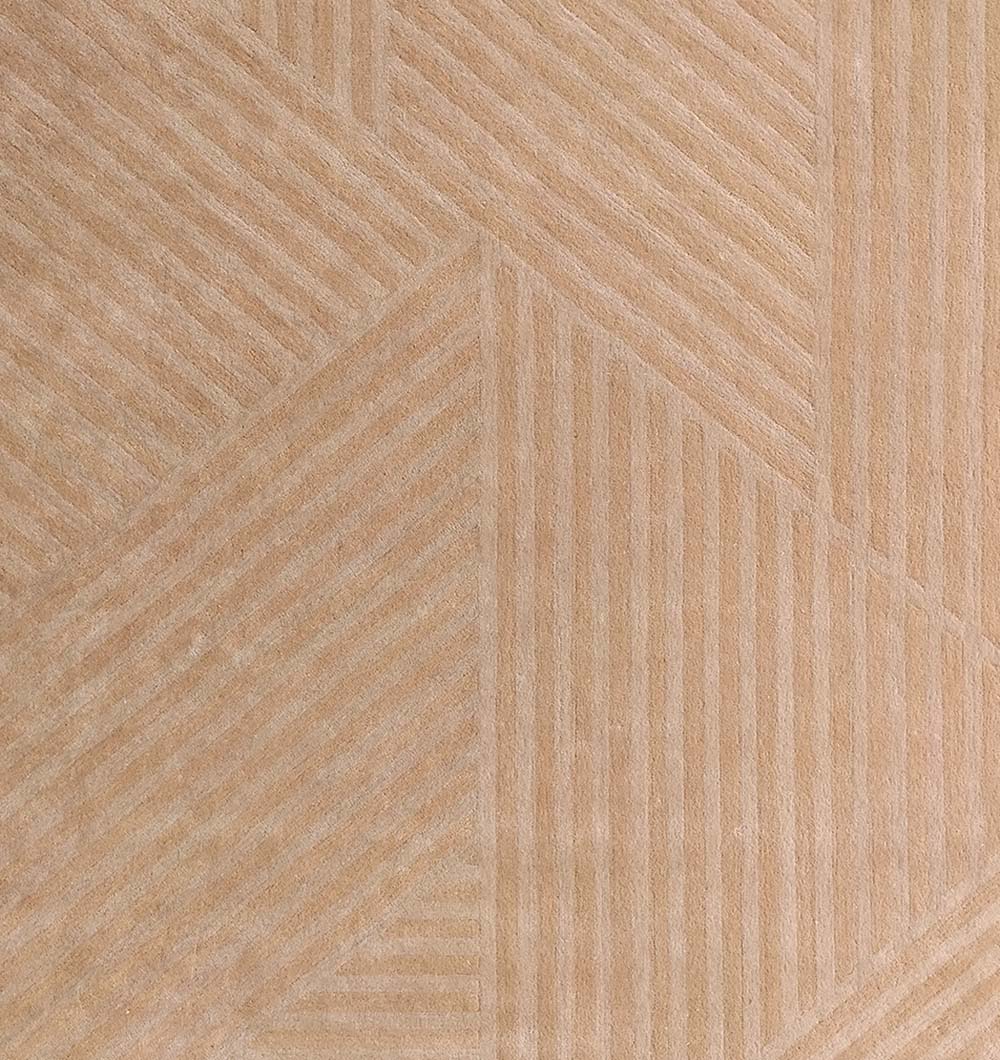 The RAMSHA HOME Beige Hand Tufted Area Rug 250X350 cm AL-05 features a textured surface with intersecting diagonal and vertical geometric lines, adding depth and making it an ideal centerpiece for modern home decor.