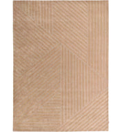 The RAMSHA HOME Beige Hand Tufted Area Rug 250X350 cm features a modern, minimalist geometric design with diagonal and straight textured lines forming abstract sections—perfect for contemporary home decor.