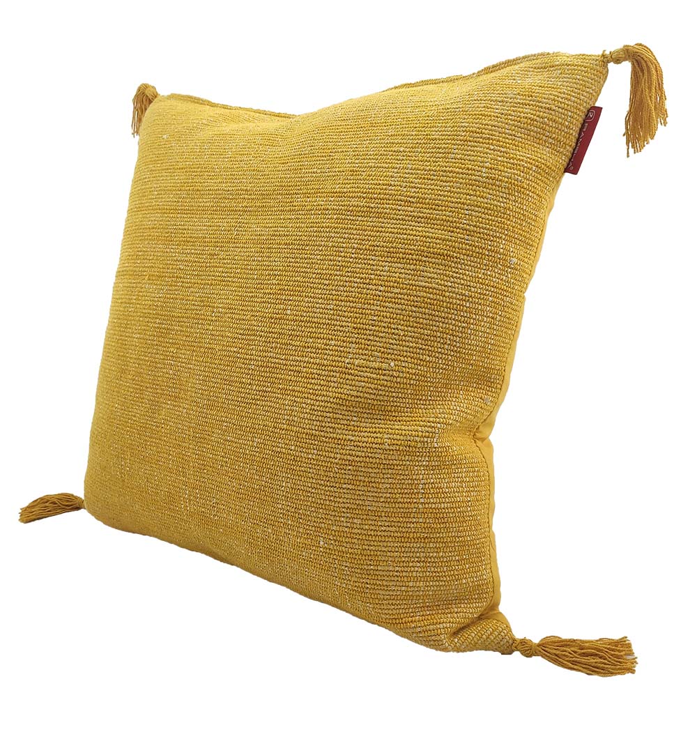 The RAMSHA HOME Cotton & Polyester Natural & White Color Cushion With Filler CS-157 is shown against a white background.