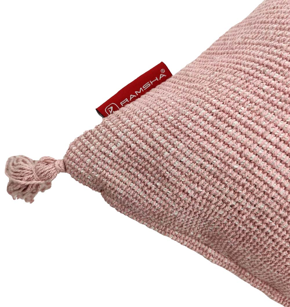 Cotton & Polyester Natural & White Color Cushion With Filler CS-157