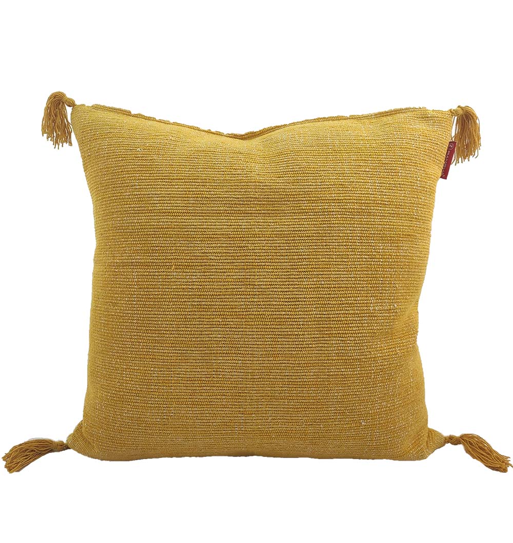 The RAMSHA HOME Cotton & Polyester Natural & White Color Cushion With Filler (CS-157) is shown set against a white background.